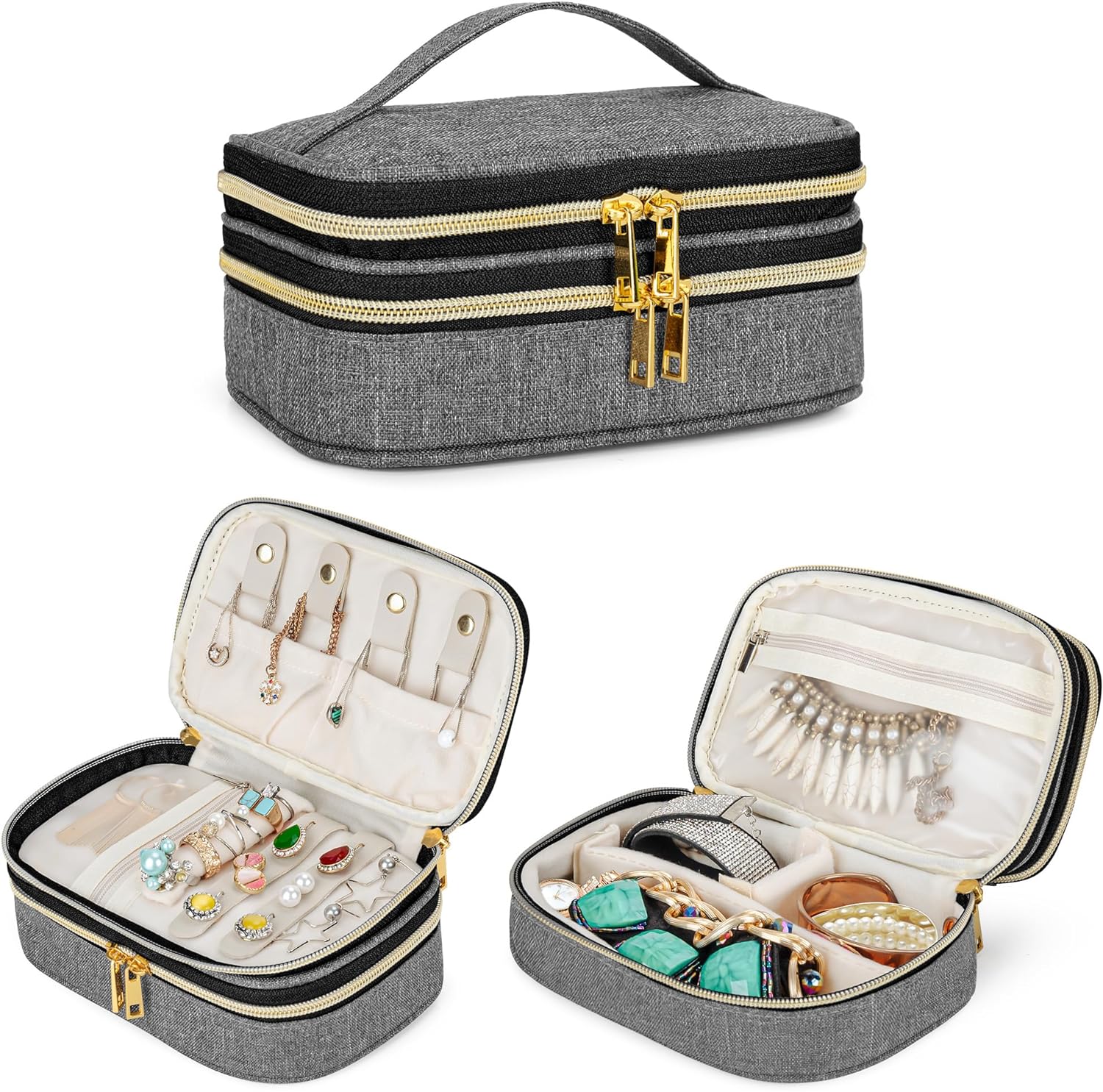 Double Layer Jewelry Organizer, Small Jewelry Travel Case