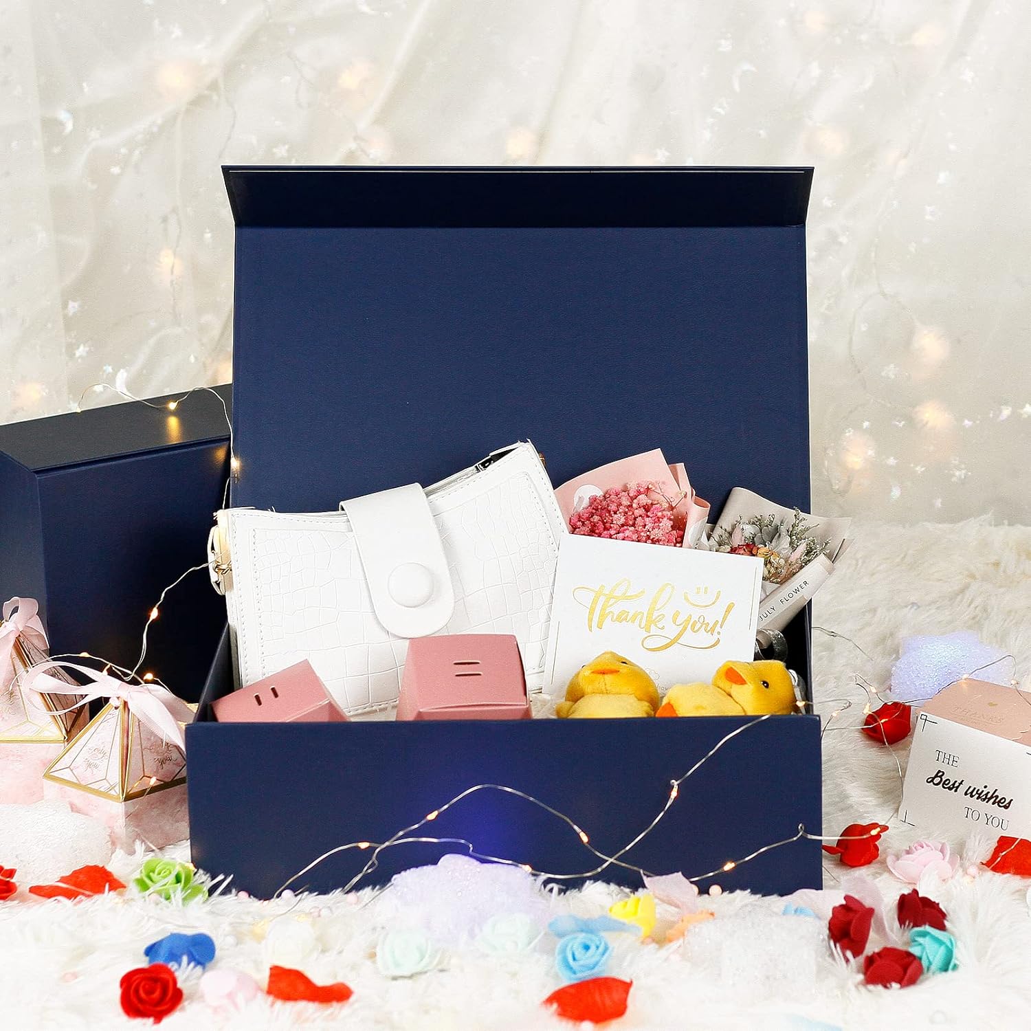 Luxury Large Gift Box 13.8x9x4.3 Inches Storage Box Ribbon Magnetic Closure for Luxury Packaging Box for Mother's Day, Birthdays, Bridal Gifts,Weddings