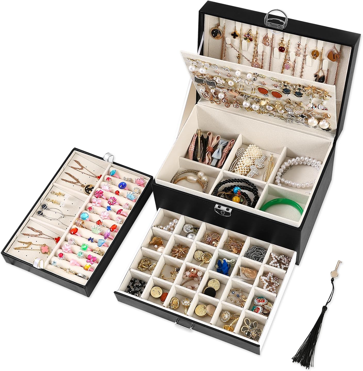 Earring Jewelry Box For Women , With Lock Earring Holder Organizer