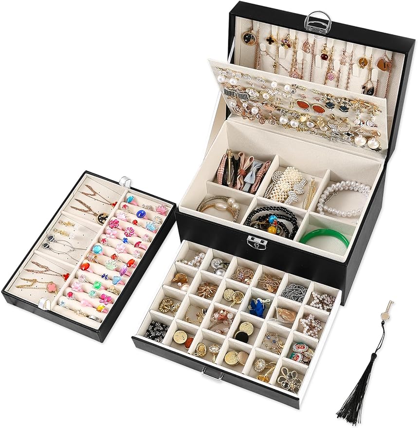 Earring Jewelry Box For Women , With Lock Earring Holder Organizer