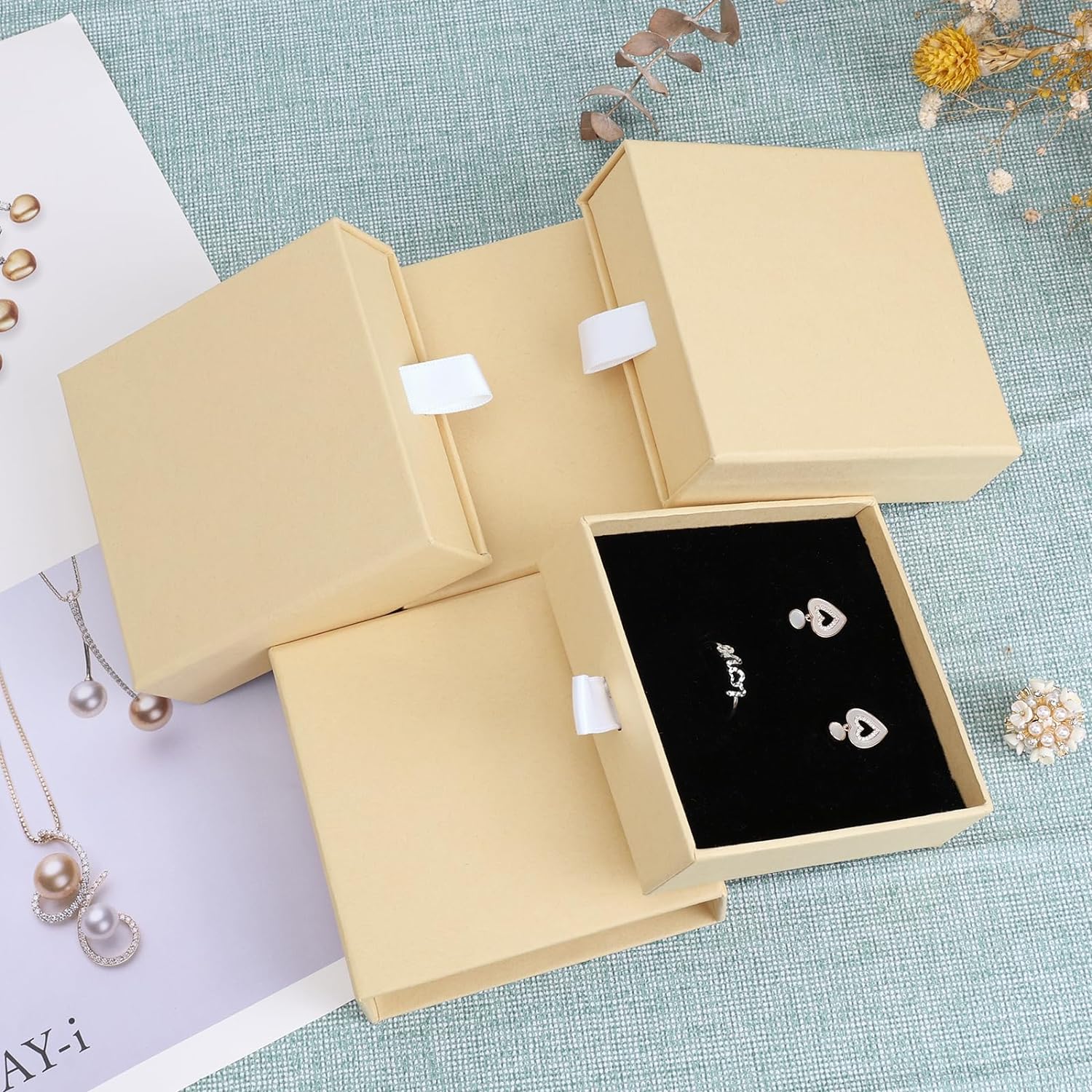 Jewelry Gift Boxes,  3.5×3.5x1Inch Cardboard Jewelry Boxes, Bulk Small Jewelry Boxes with Lids for Necklace Ring Earring Display Box (Black)