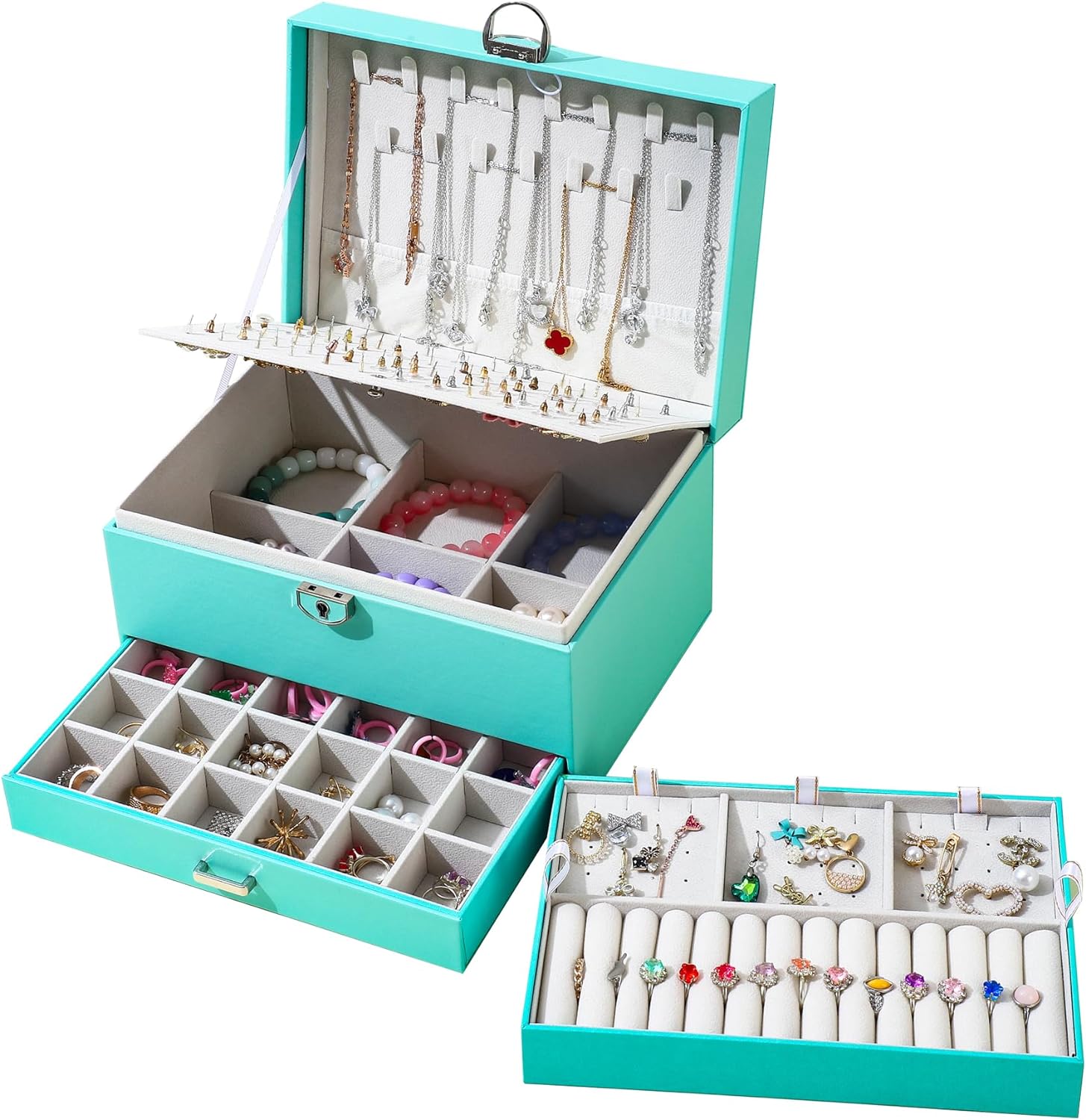 Earring Jewelry Box For Women , With Lock Earring Holder Organizer