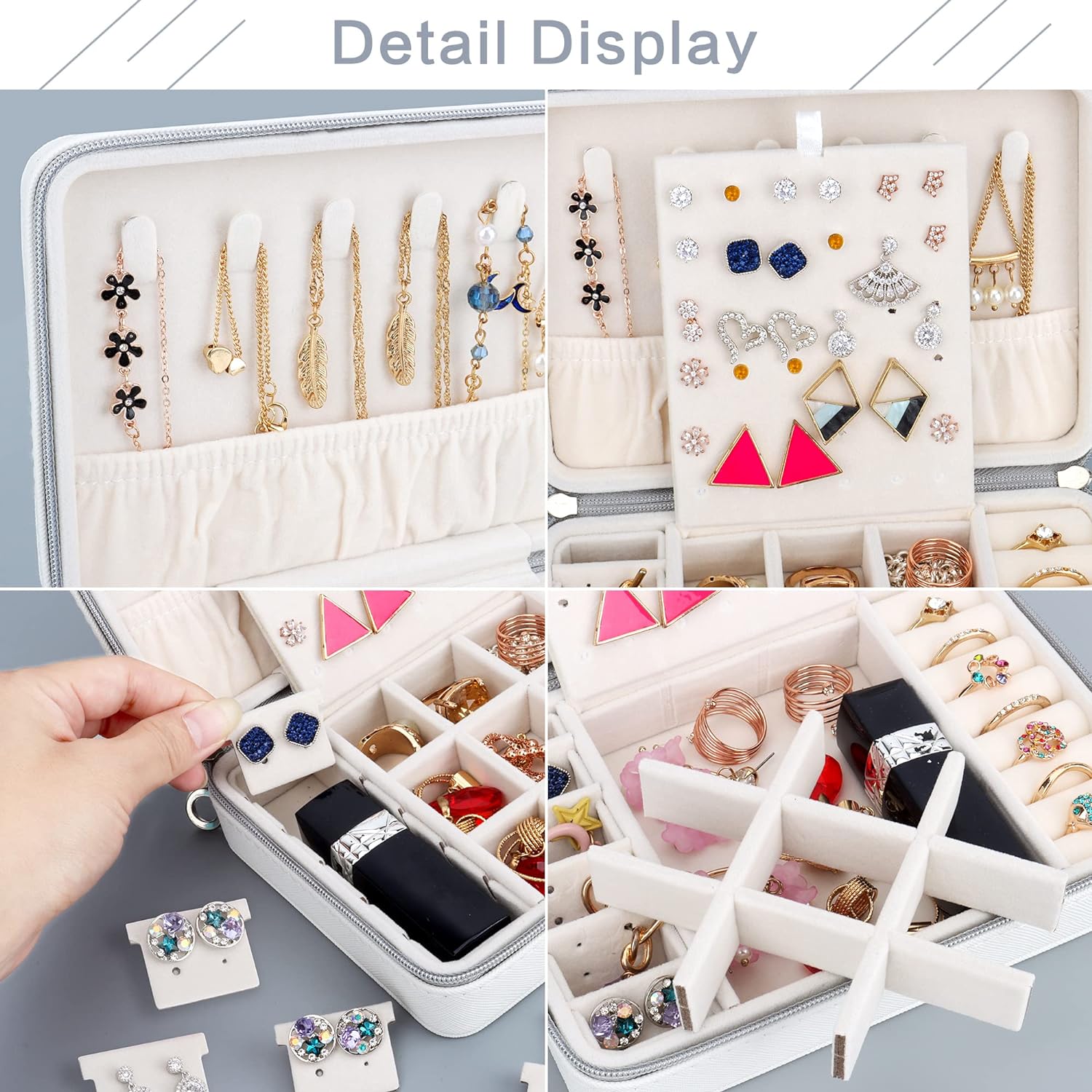 Small Jewelry Box - Travel Jewelry Case PU Leather Jewelry Organizer Storage Holder