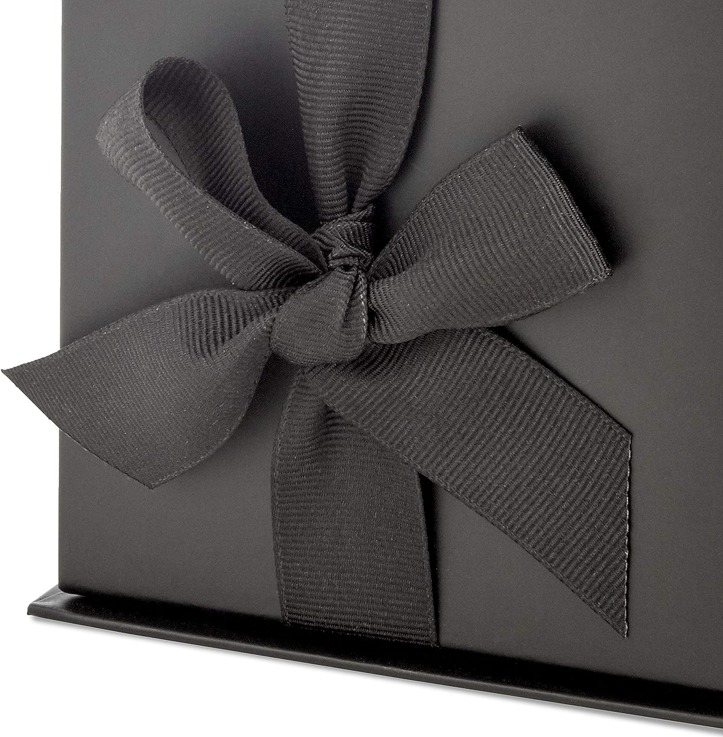 Small Gift Box with Bow and Shredded Paper Fill (Black) for Weddings, Mother's Day, Groomsmen Gifts, Engagements, Graduations and More