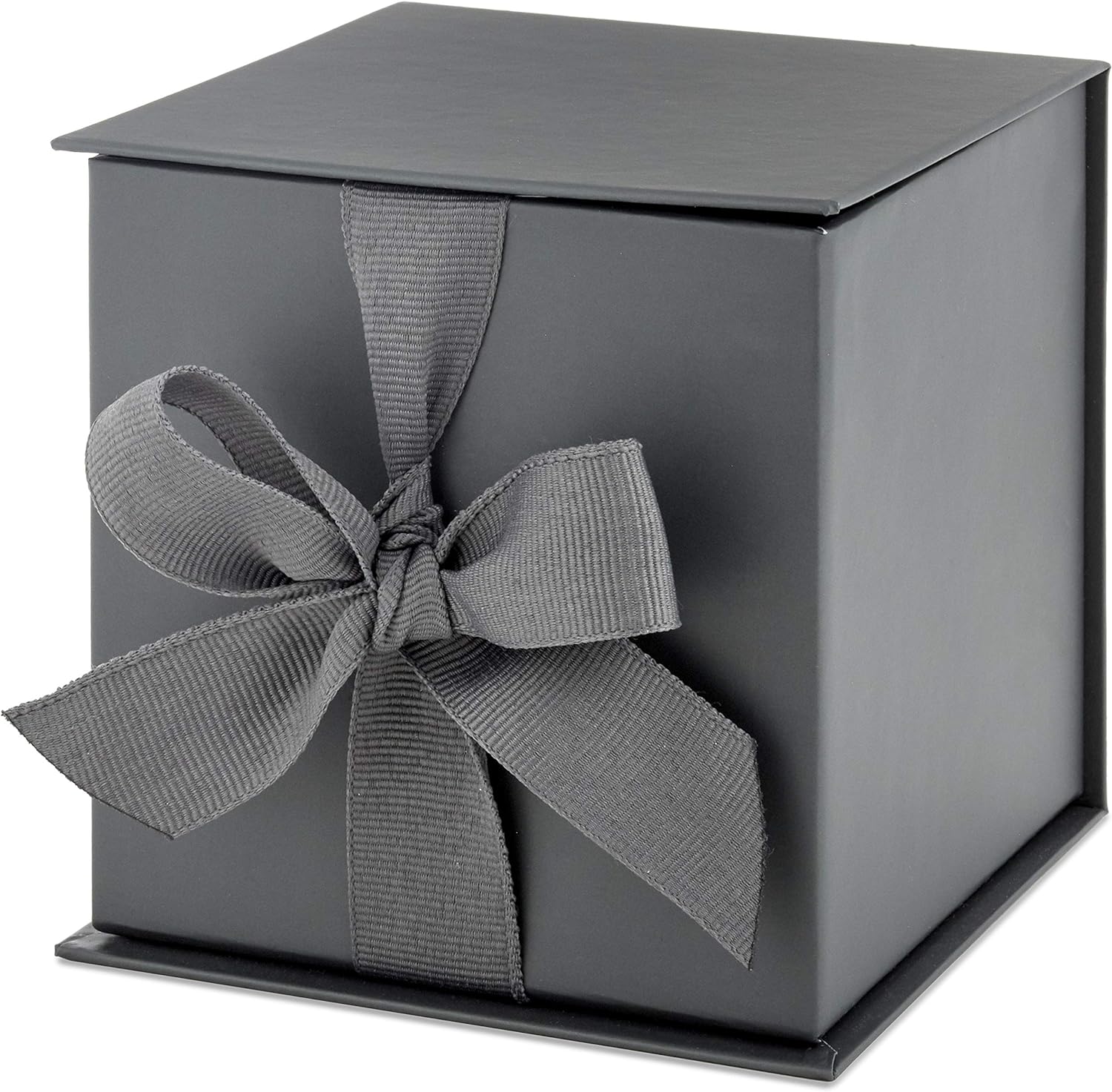 Small Gift Box with Bow and Shredded Paper Fill (Black) for Weddings, Mother's Day, Groomsmen Gifts, Engagements, Graduations and More