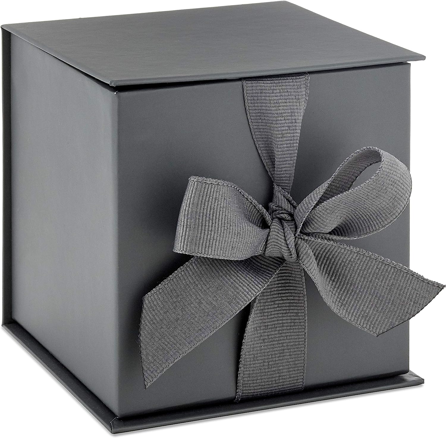 Small Gift Box with Bow and Shredded Paper Fill (Black) for Weddings, Mother's Day, Groomsmen Gifts, Engagements, Graduations and More