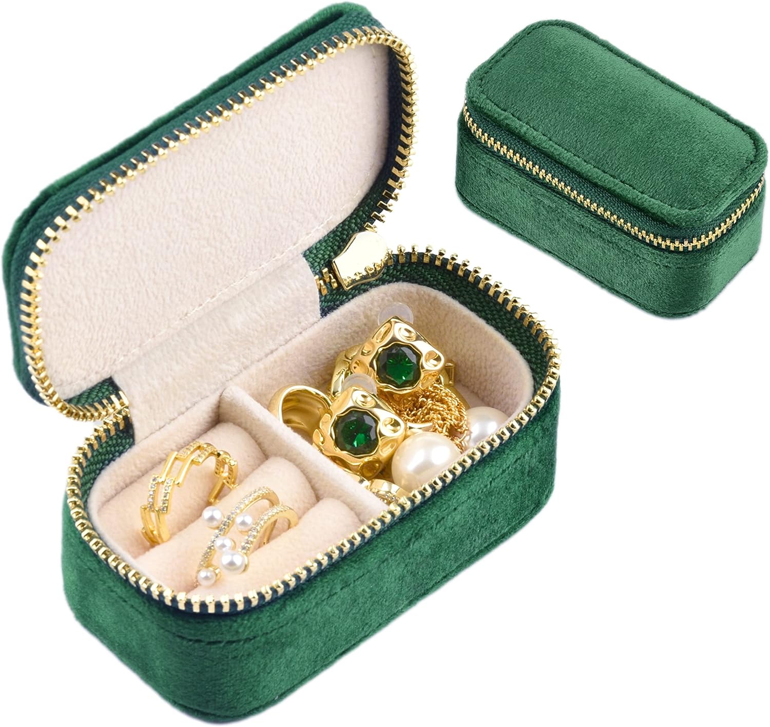 Mini Jewelry Travel Case, Velvet Small Travel Jewelry Box, Portable Jewelry Travel Organizer Box for Rings Earrings Necklaces, Gifts for Women Girls