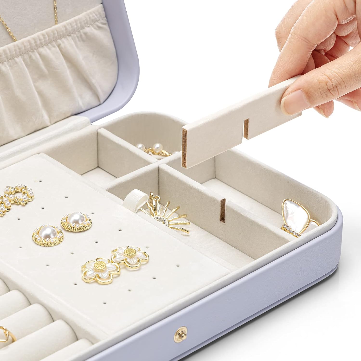 Travel Jewelry Case for Women - Portable Leather Jewelry Organizer Box for Necklace Earrings Ring Bracelet Small Size